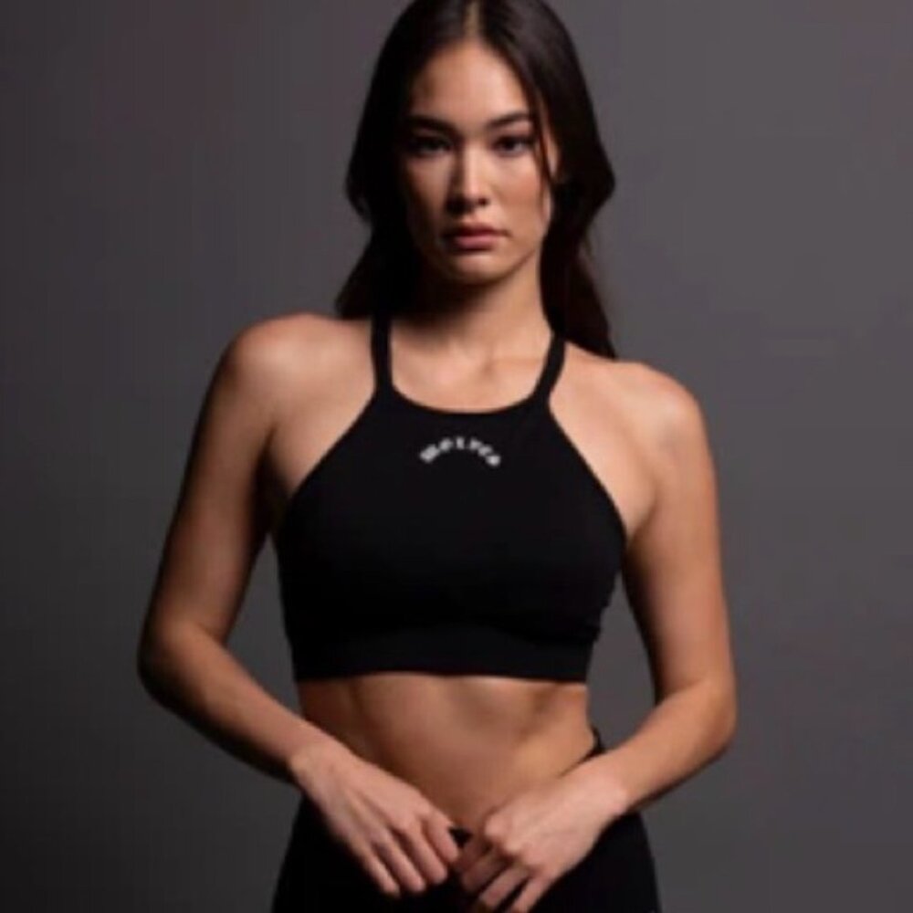 NWT Darc Sport Black Sports Bra with Wolf Logo